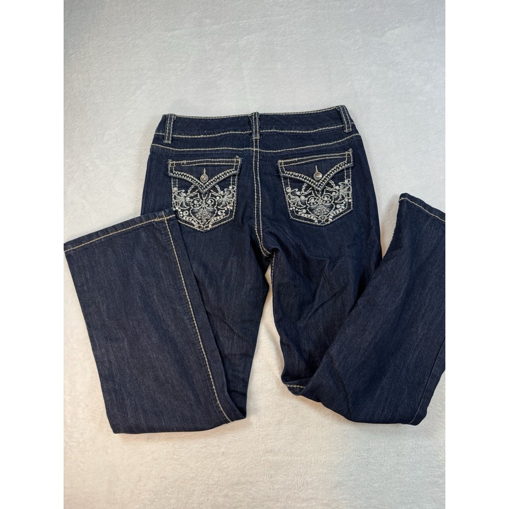 Nine West Bedazzled Denim Jeans Women's Sz 10 Dark Boot Thick Stitch‎ Western
